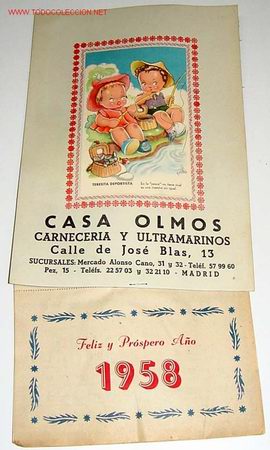 Catalogues publicitaires: ANTIGUO CALENDARIO DE 1958 COMPLETO A ESTRENAR YA QUE NO LE FALTA NINGUNA HOJA - CON PUBLICIDAD DE C