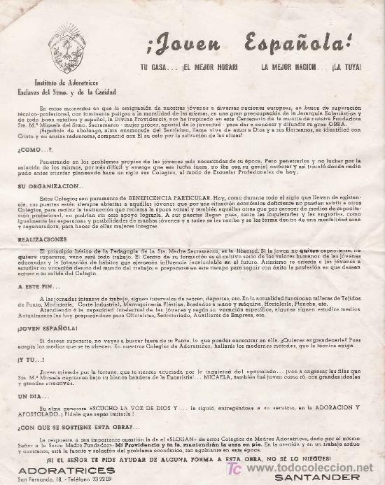 Werbekataloge: Instituto de Adoratrices Esclavas del Stmo. y de la Caridad- Santander