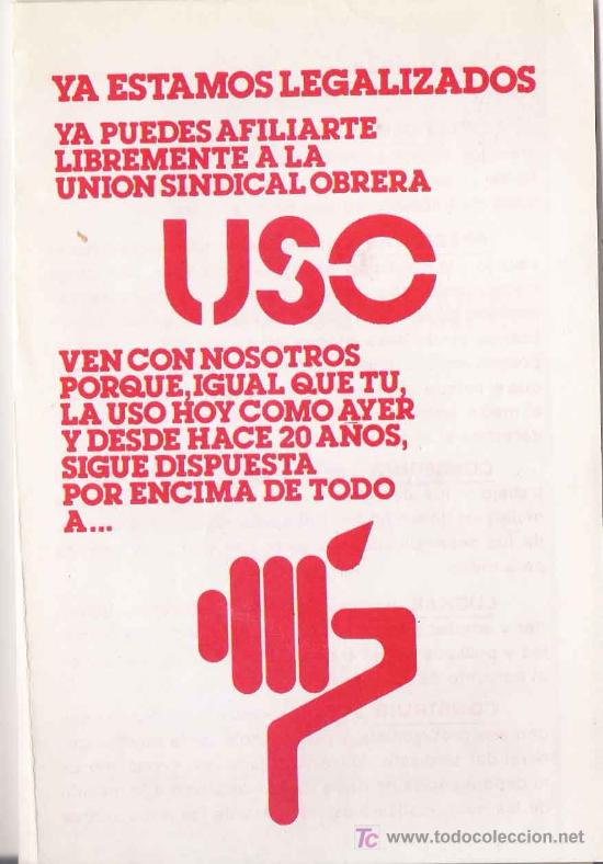 Werbekataloge: Publicidad Uni&oacute;n sindical Obrera USO.