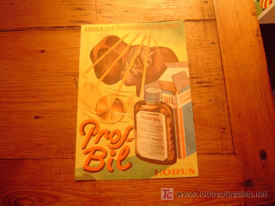 Cat&aacute;logos publicit&aacute;rios: Peque&ntilde;o folleto farmacetuico de Pros-Bil.Malaga