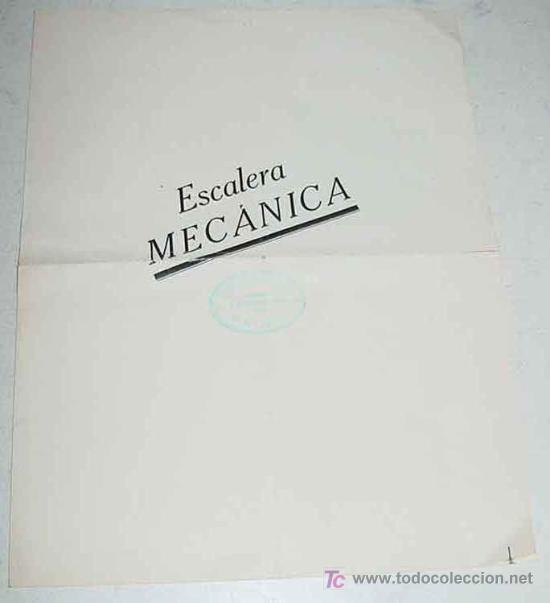 Werbekataloge: ANTIGUO CATALOGO DE ESCALERA MECANICA - 4 PAG - CON SELLOS DE MIGUEL DOCAL RUANO - MIDE 28,5 X 22 CM