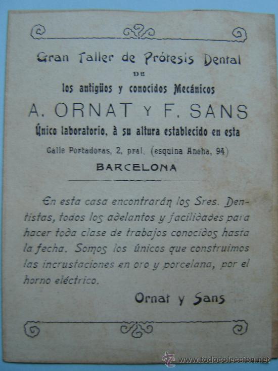Catalogues publicitaires: CAT&Aacute;LOGO DE PRODUCTOS DEL TALLER DE PR&Oacute;TESIS DENTAL DE A. ORNAT Y F. SANS - BARCELONA A&Ntilde;O 1900