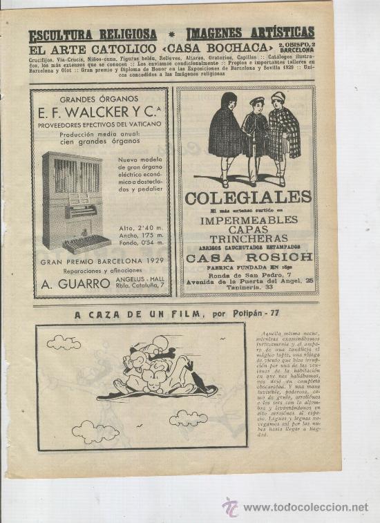 Cat&aacute;logos publicit&aacute;rios: HOJA PUBLICIDAD. A&Ntilde;O 1933. ORGANO. A. GUARRO. BARCELONA. E.F.WALCKER. CASA ROSICH.CAPAS