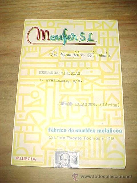 Catalogues publicitaires: MONFER. FABRICA DE MUEBLES METALICOS. CATALOGO CON SELLO Y DIRECCION DE ENVIO.