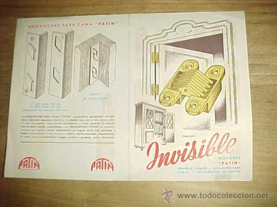Cat&aacute;logos publicit&aacute;rios: PATIN. BISAGRAS COMPAS. ENGANCHES PARA CAMAS. RETENEDORES DE PUERTA.