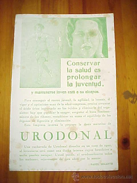 Catalogues publicitaires: URODONAL. PUBLICIDAD EN PAPEL SECANTE. TAMA&Ntilde;O: 24,5 X 16 CM.