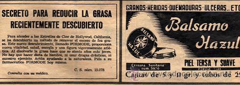 Cat&aacute;logos publicitarios: PEQUE&Ntilde;A PUBLICIDAD DE BALSAMO HAZUL.
