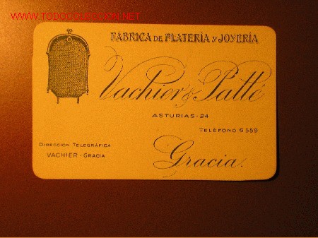 Werbekataloge: VACHIER & PALLE FABRICA DE PLATERIA Y JOYERIA GRACIA (BARCELONA)
