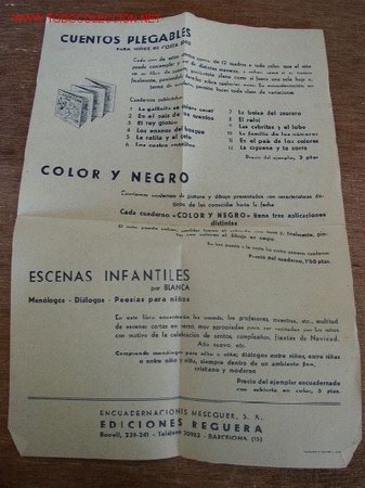 Werbekataloge: FOLLETO PROPAGANDISTICO- ENCUADERNACIONES MESEGUER.EDICIONES REGUERA- SIN FECHA-