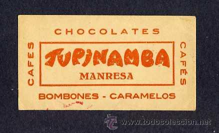Cataloghi pubblicitari: Peque&ntilde;a cartulina con publicidad de Chocolates Tupinamba de Manresa