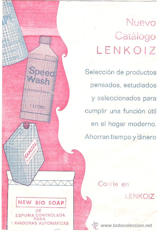 Catalogues publicitaires: PRODUCTOS LENKOIZ. NEW BIO SOAP, SNIPE, SPEED WASH, CAREZZA SUAVIZANTE.