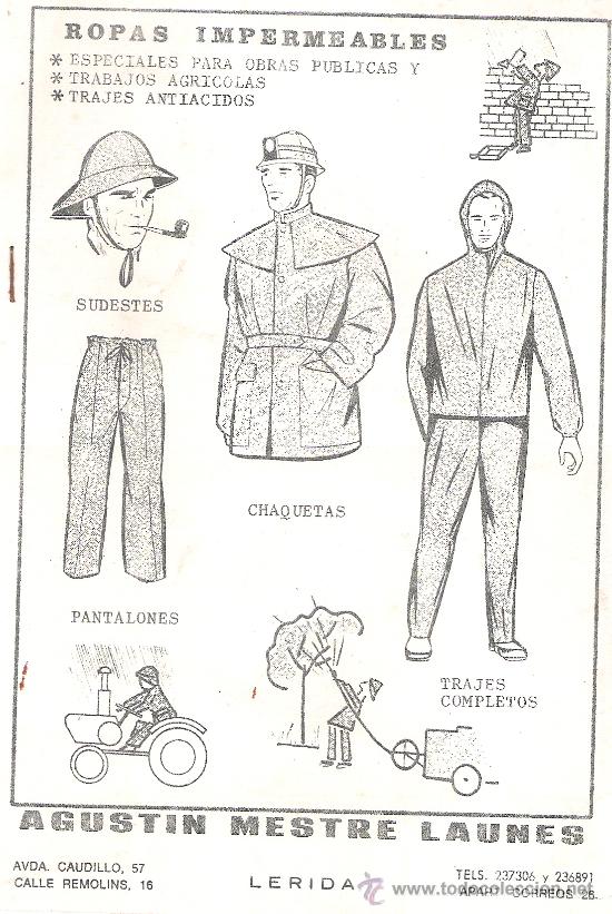 Catalogues publicitaires: AGUSTIN MESTRE LAUNES. ROPAS IMPERMEABLES, CALZADO AGRO INDUSTRIAL, MASCARILLAS, GAFAS, GUANTES ...