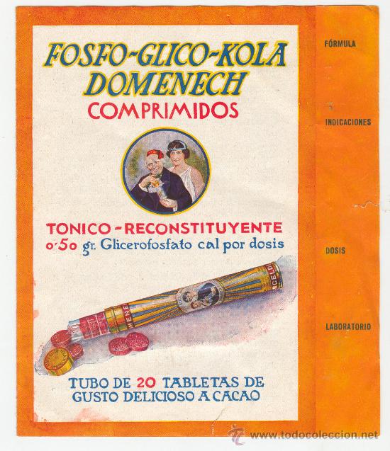 Cat&aacute;logos publicitarios: PUBLICIDAD DIPTICO DE FARMACIA FOSFO GLICO KOLA DOMENECH