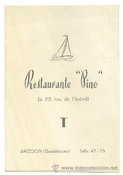 Cat&aacute;logos publicitarios: Tarjeta con mapa .. RESTAURANTE PINO .. Sacedon (Guadalajara)