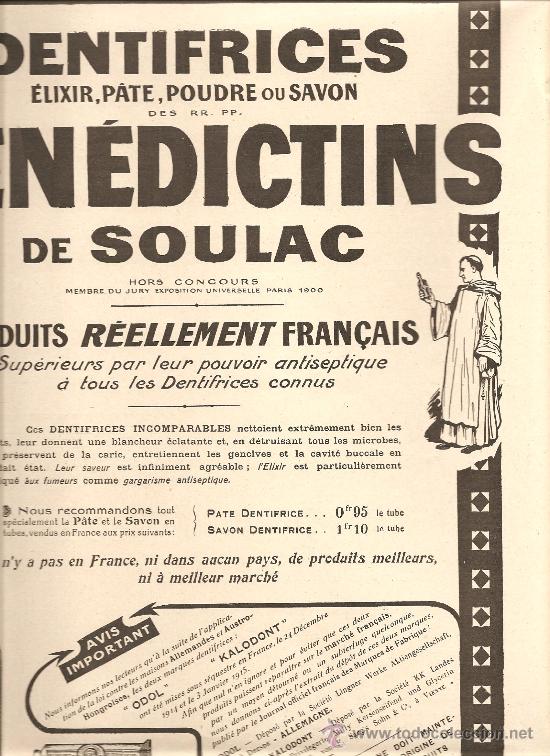 Advertising Catalogs: BENEDICTINS DE SOULAC:JABON, DENTRIFICO, ELIXIR...