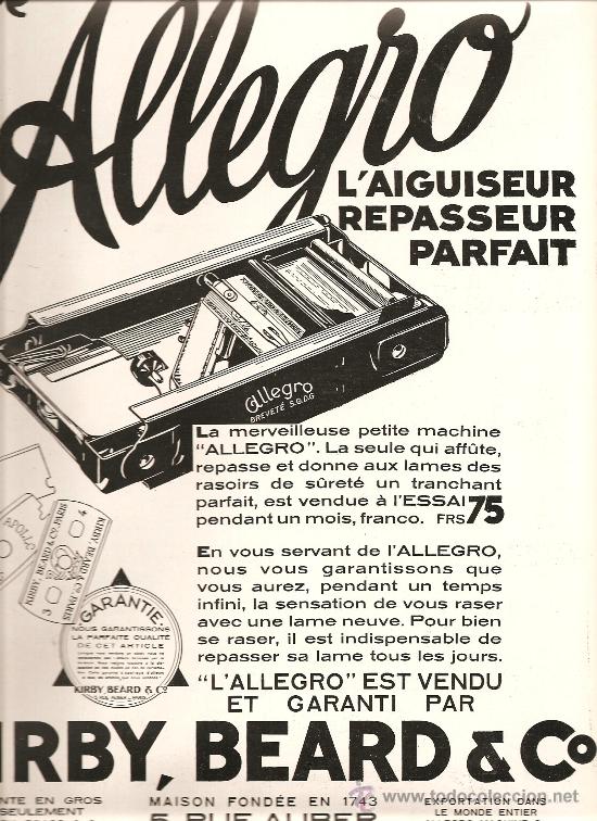 Advertising Catalogs: 105. ALLEGRO: MAQUINILLA DE AFEITAR. ANUNCIO DE 1930