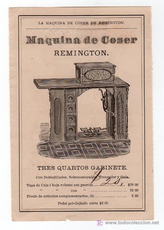 Catalogues publicitaires: TARIFAS DE PRECIOS DE MAQUINAS DE COSER DE LA MARCA REMINGTON