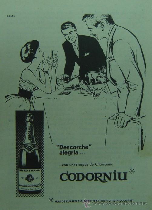 Cat&aacute;logos publicitarios: ANUNCIO PUBLICITARIO CHAMPA&Ntilde;A CODORNIU-ORIGINAL a&ntilde;os 1960s-medida 13*19 cms.