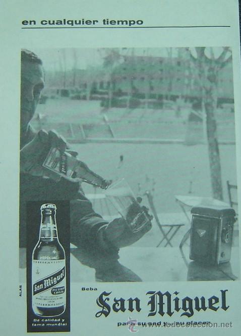Cat&aacute;logos publicitarios: ANUNCIO PUBLICITARIO CERVEZA SAN MIGUEL-ORIGINAL a&ntilde;os 1960s-medida 13*19 cms.