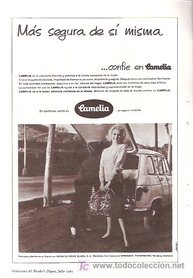 Advertising Catalogs: FOLLETO PUBLICIDAD ANTIGUO DE LOS A&Ntilde;OS 60 - COMPRESAS CAMELIA