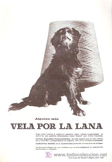 Advertising Catalogs: FOLLETO PUBLICIDAD ANTIGUO DE LOS A&Ntilde;OS 60 - GARANTIA SAPHIL - VELA POR LA LANA