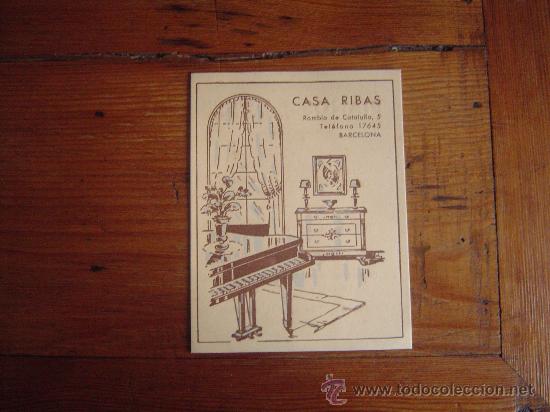Werbekataloge: Folleto de mano publicidad Casa Ribas.