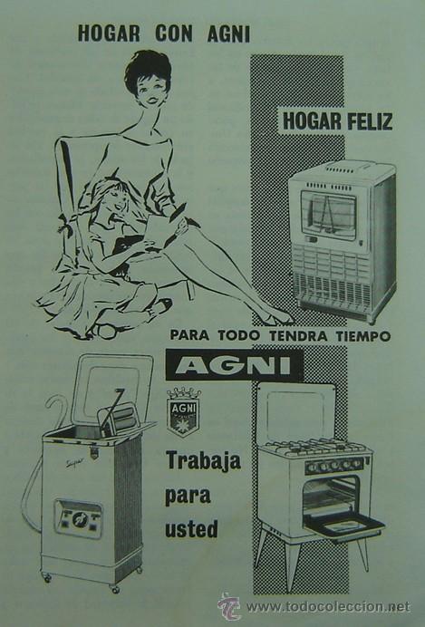 Cat&aacute;logos publicitarios: ANUNCIO PUBLICITARIO ELECTRODOMESTICOS AGNI-ORIGINAL a&ntilde;os 1960s-medida 13*19 cms.