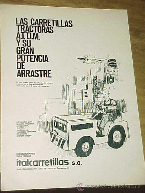 Advertising Catalogs: ITALCARRETILLAS. PUBLICIDAD, HOJA DE LA REVISTA MERIDIANO A&Ntilde;O 1968. TAMA&Ntilde;O: 18,5 X 15 CM.