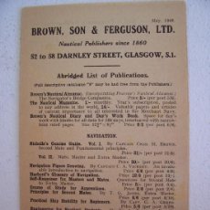 Catálogos publicitarios: CATALOGO DE EDITOR NAUTICO INGLES BROWN, SON & FERGUSON LTD , 1946 (EN INGLES). Lote 21008967