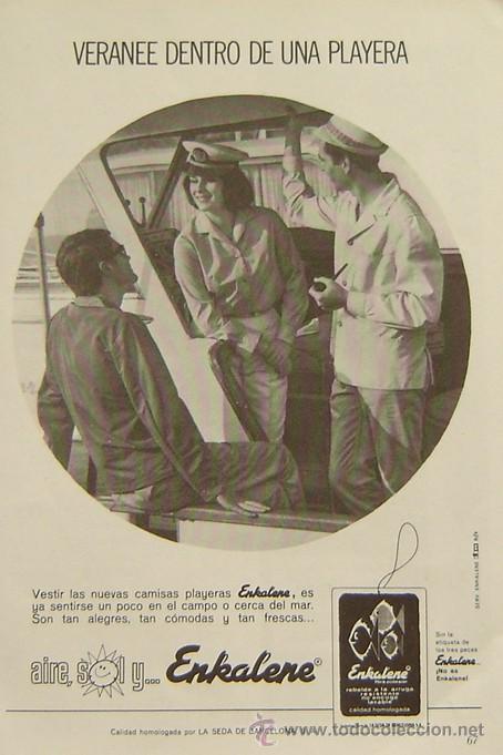 Cat&aacute;logos publicitarios: ANUNCIO PUBLICITARIO CAMISAS PLAYERAS ENKALENE-LA SEDA DE BARTCELONA,S.A.- a&ntilde;os 1960s-medida 13*19 c
