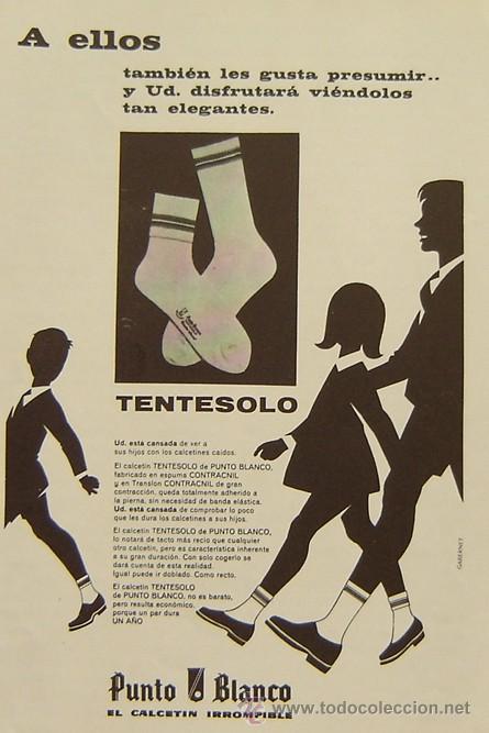 Cat&aacute;logos publicitarios: ANUNCIO PUBLICITARIO CALCETIN TENTESOLO DE PUNTO BLANCO- a&ntilde;os 1960s-medida 13*19 cms.