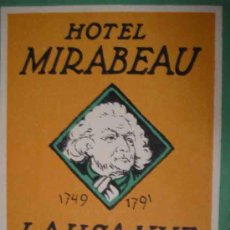 Catálogos publicitários: FOLLETO TURISTICO : HOTEL MIRABEU - LAUSANNE - SUIZA. APROX 1920. Lote 13613103