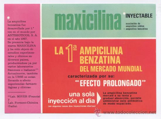 Catalogues publicitaires: TARJETA FARMACIA *INYECTABLE MAXICILINA * - ANTIBIOTICOS, S.A (LEON)