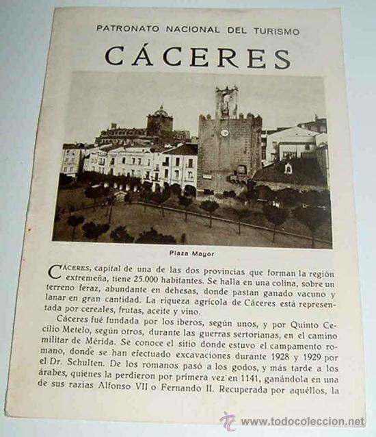 Advertising Catalogs: ANTIGUO FOLLETO DE CACERES - EPOCA DE LA REPUBLICA - PATRONATO NACIONAL DEL TURISMO - 12 PAG - HUECO