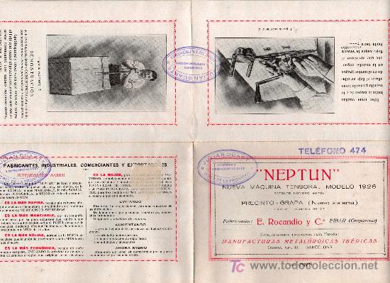 Catalogues publicitaires: FOLLETO DE MAQUINA TENSORA NEPTUN EIBAR, GUIPUZCUA