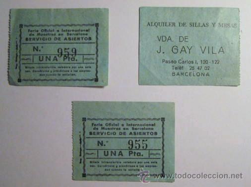 Cat&aacute;logos publicitarios: ENTRADAS A LA FERIA OFICIAL E INTERNACIONAL DE MUESTRAS BARCELONA.A&Ntilde;OS 50.....  ENVIO GRATIS&iexcl;&iexcl;&iexcl;