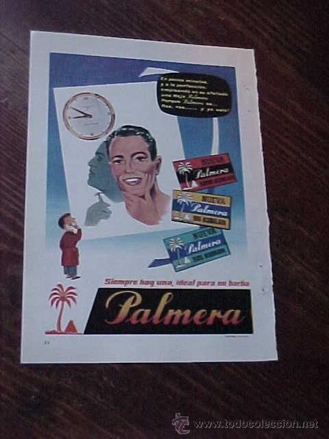 Cat&aacute;logos publicit&aacute;rios: HOJAS DE AFEITAR PALMERA. TURRONES EL ALMENDRO. PUBLICIDAD A DOS CARAS. HOJA DE REVISTA A&Ntilde;O 1961