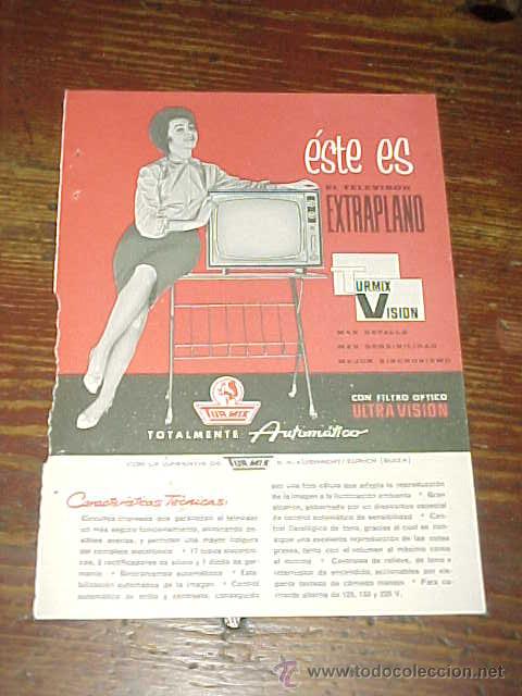 Cat&aacute;logos publicit&aacute;rios: TURMIX VISION. PUBLICIDAD HOJA DE REVISTA A&Ntilde;O 1961. TAMA&Ntilde;O: 19 X 13 CM.
