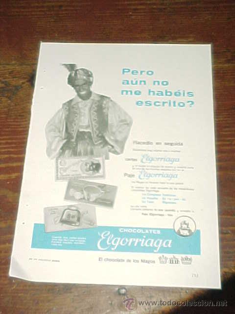 Cat&aacute;logos publicit&aacute;rios: CHOCOLATES ELGORRIAGA. PUBLICIDAD HOJA DE REVISTA A&Ntilde;O 1961. TAMA&Ntilde;O: 19 X 13 CM.