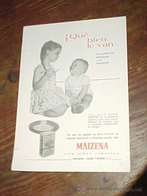 Cat&aacute;logos publicit&aacute;rios: MAIZENA. PUBLICIDAD HOJA DE REVISTA A&Ntilde;O 1961. TAMA&Ntilde;O: 19 X 13 CM.
