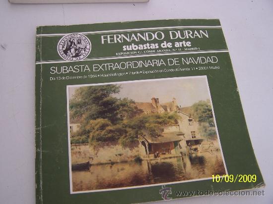 Werbekataloge: FERNANDO DURAN, SUBASTA DE ARTE -EXTRAORDINARIA DE NAVIDAD.- 1984