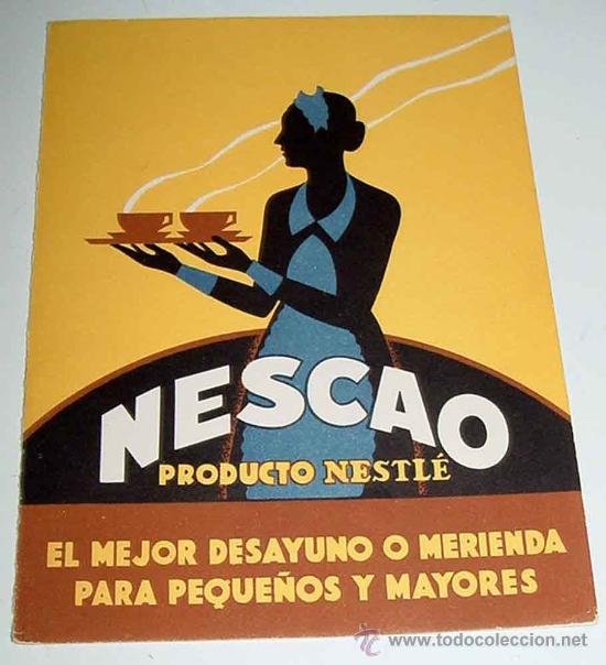 Cat&aacute;logos publicitarios: ANTIGUO TRIPTICO DE PUBLICIDAD DE NESCAO - PRODUCTO NESTLE - EL MEJOR DESAYUNO O MERIENDA PARA PEQUE