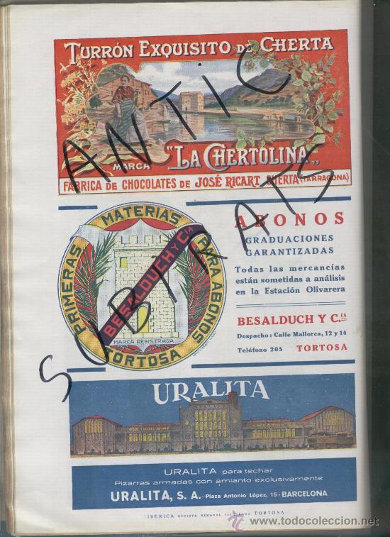 Werbekataloge: PUBLICIDAD A COLOR. A&Ntilde;O 1921. 20 X 30 CM. TURRON DE CHERTA. LA CHERTOLINA. XERTA. BESALDUCH.TORTOSA.