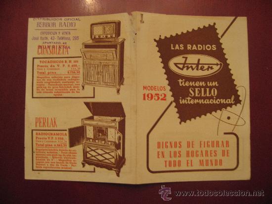 Catalogues publicitaires: RADIOS INTER MODELOS 1952.VER FOTO ADICIONAL