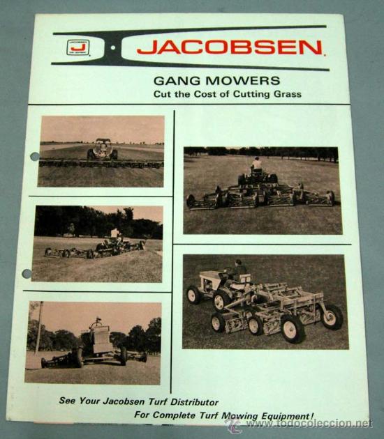 Cat&aacute;logos publicit&aacute;rios: M&aacute;quina corta c&eacute;sped Jacobsen Gang Mowers mantenimiento campos Wisconsin USA cat&aacute;logo publicidad