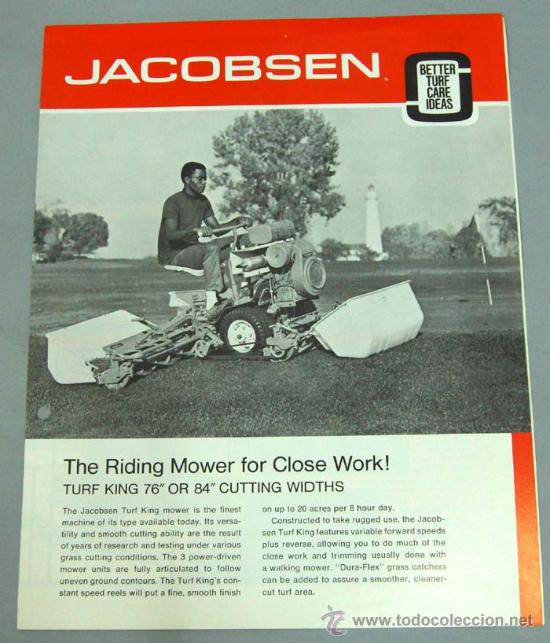 Cat&aacute;logos publicitarios: M&aacute;quina corta c&eacute;sped Jacobsen Turf King y otros trabajos jard&iacute;n Wisconsin USA cat&aacute;logo publicidad