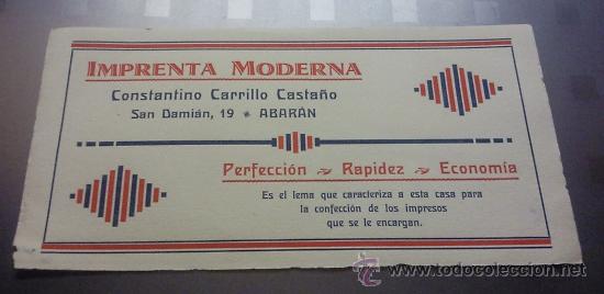 Catalogues publicitaires: PAPEL SECANTE PUBLICIDAD IMPRENTA MODERNA CONSTANTINO CARRILLO CASTA&Ntilde; ABARAN MURCIA