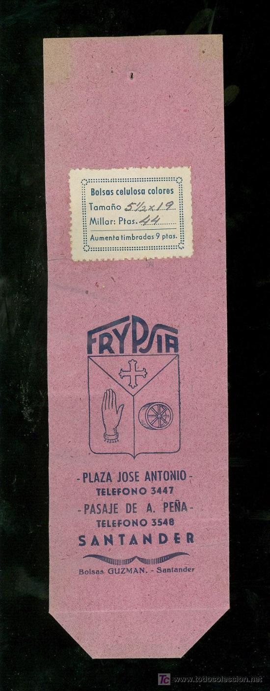 Catalogues publicitaires: BOLSA DE PUBLICIDAD ANTIGUA. FRYPSIA. SANTANDER. 1930.