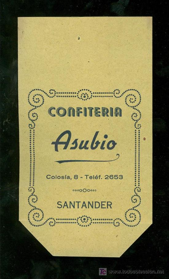 Catalogues publicitaires: BOLSA DE PUBLICIDAD ANTIGUA. CONFITERIA ASUBIO. SANTANDER. 1930.