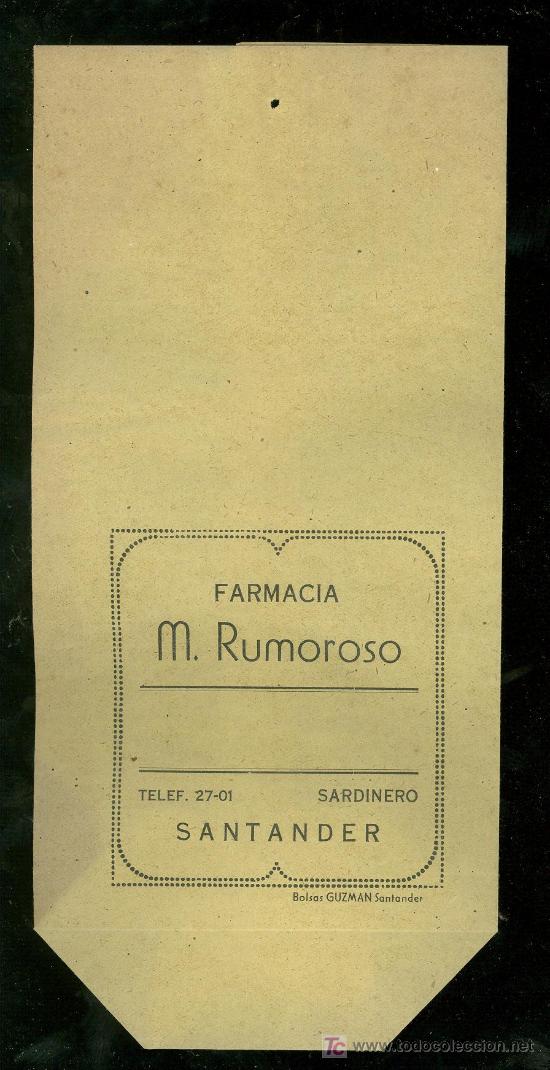 Catalogues publicitaires: BOLSA DE PUBLICIDAD ANTIGUA. FARMACIA M. RUMOROSO. SANTANDER. 1930.